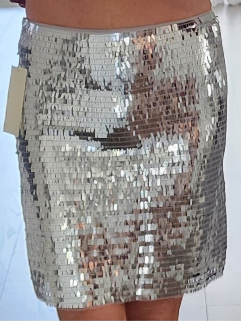 NWT Thirty Thirty LA Small Silver Sequin Mini Skirt Y2K Disco Party NYE Festival